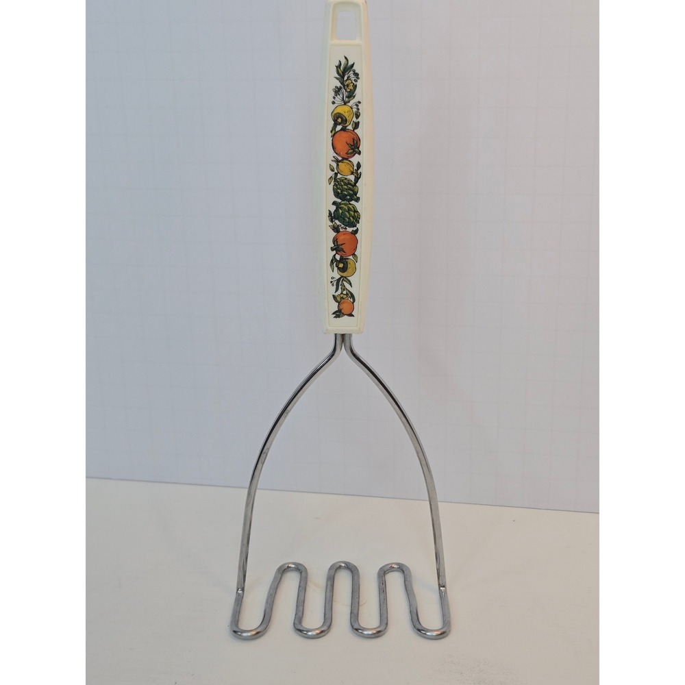 Vintage EKCO Stainless Potato Masher Spice of Life Pattern Kitchen Utensil